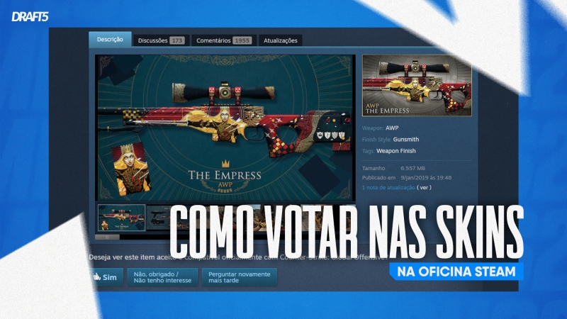 Tutorial Como votar nas skins na Oficina da Steam DRAFT5 Notícias