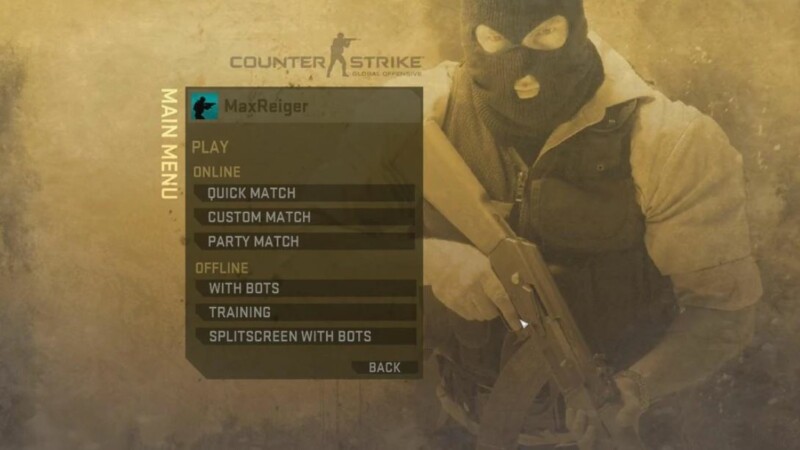 O menu principal da versão Alpha, em 2011 | Foto: Reprodução/CS:GO