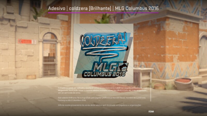 Adesivo brilhante de coldzera no MLG Major Columbus 2016 | Foto: Reprodução/Counter-Strike