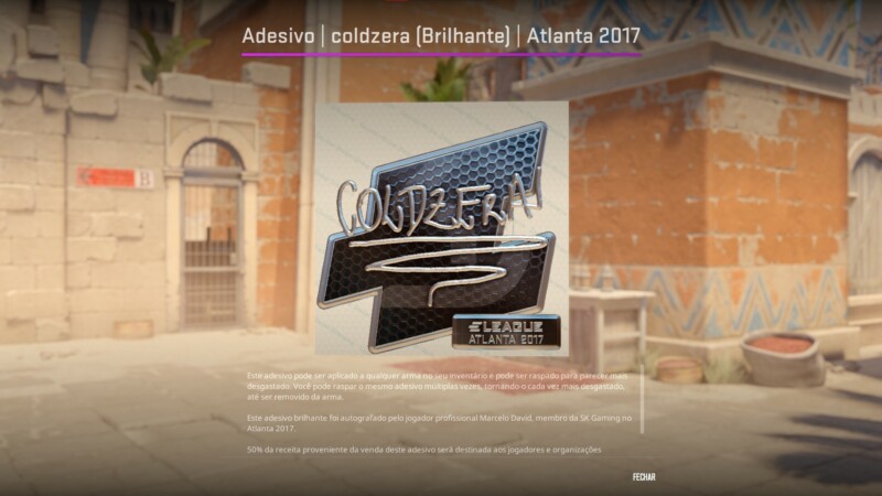 Adesivo brilhante de coldzera no ELEAGUE Major Atlanta 2017 | Foto: Reprodução/Counter-Strike