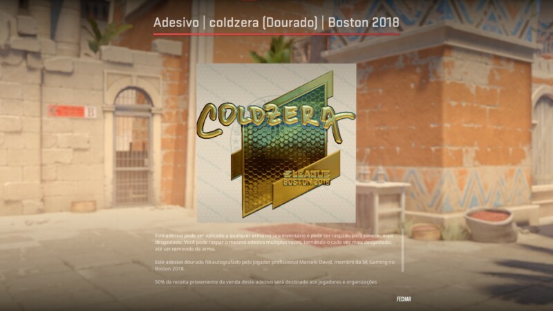 Adesivo dourado de coldzera no ELEAGUE Major Boston 2018 | Foto: Reprodução/Counter-Strike