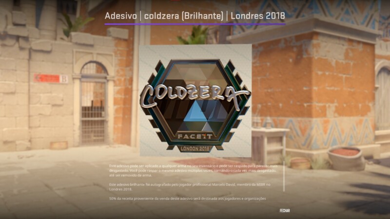 Adesivo brilhante de coldzera no FACEIT Major London 2018 | Foto: Reprodução/Counter-Strike
